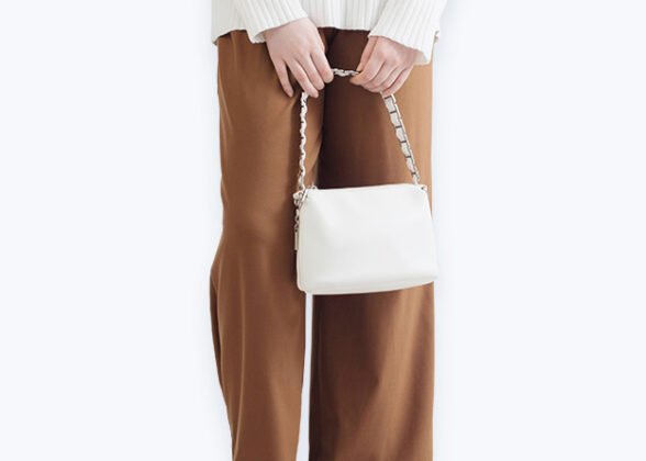 Stylish white leather bag